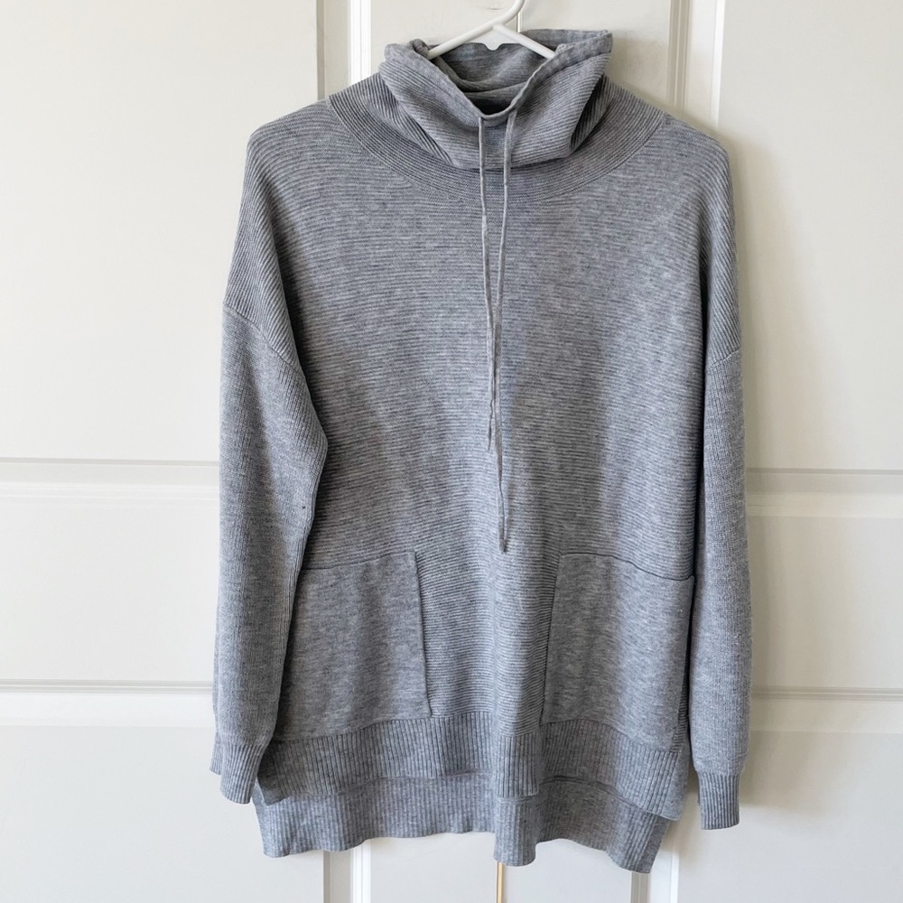 Foil Gray Merino Wool Blend Long Sleeve Oversized Tunic Sweater Size Small